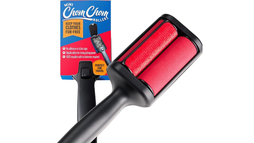 ChomChom roller removing cat and dog hair from sofa upholstery
