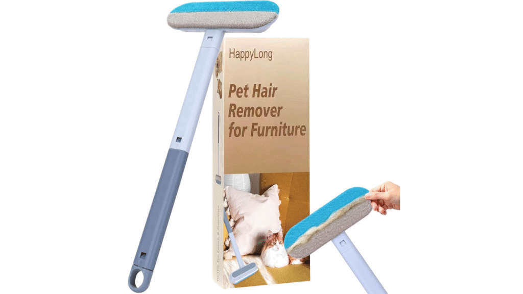 : Effective lint brush removing pet hair and lint from clothes, furniture, and car seats.