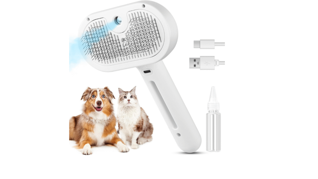 3 in 1 Cat Steam Brush grooming and removing loose hair from cats safely.