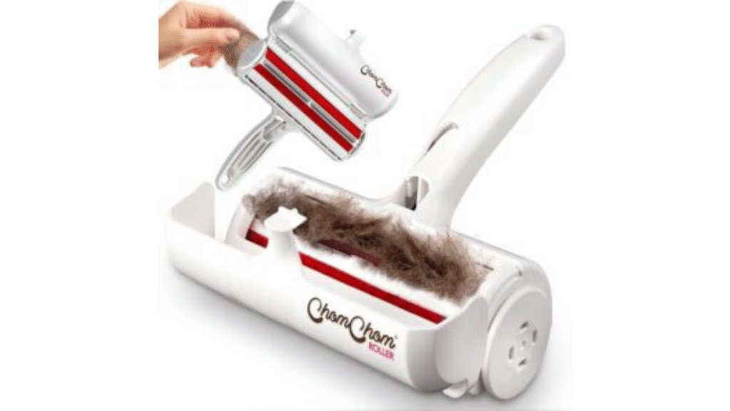 ChomChom Roller removing pet hair from couch fabric