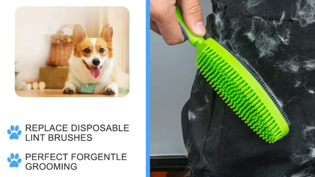 Person cleaning clothes with a removal brush for couch.