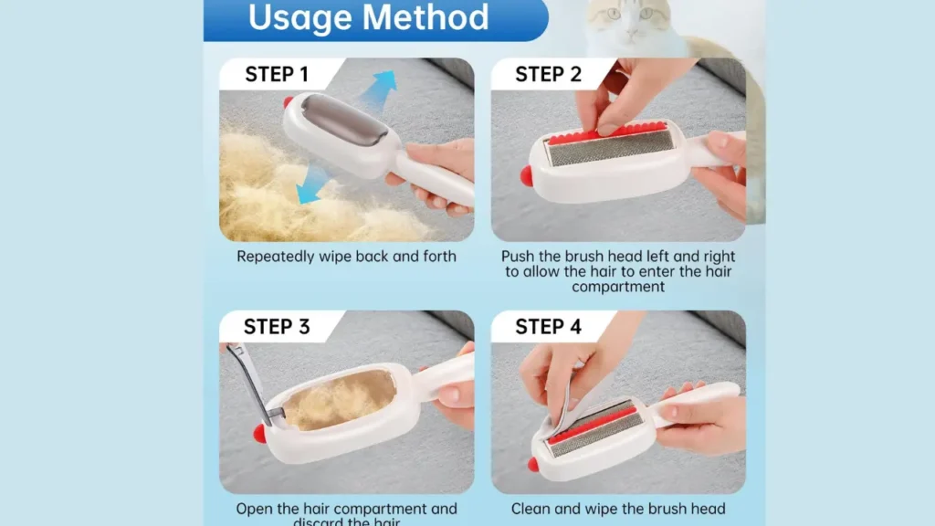 Step by step using lint roller brush.