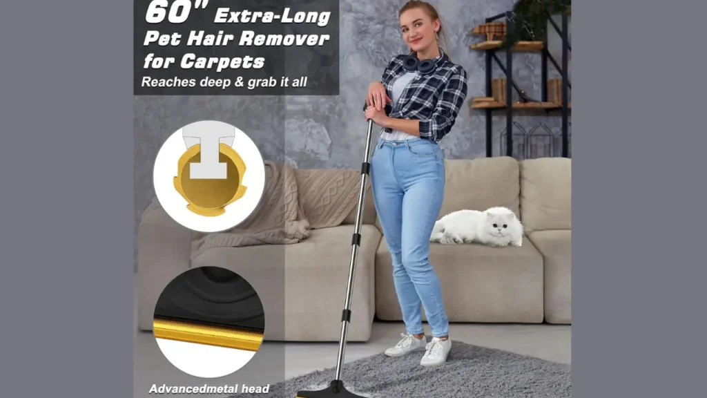 Demonstrating proper technique for using a Carpet Rake