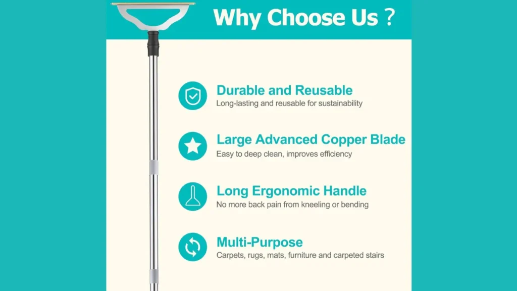 Showig features of 
GOSEDER Carpet Rake