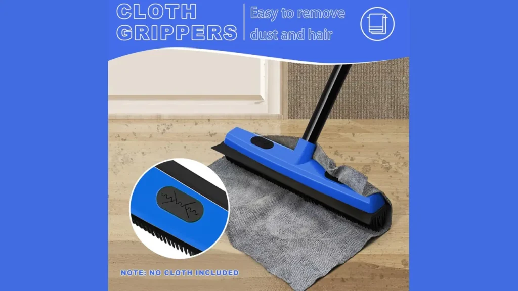 Dolanx Rubber Broom removing pet hair from floor.